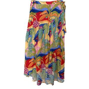 Christian Siriano Maxi Wrap Skirt Large Tropical Colorful Beach Vacation NEW